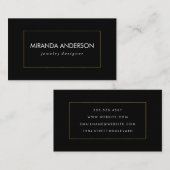 Elegant Faux Golden Border Black White Visitekaartje (Voorkant / Achterkant)