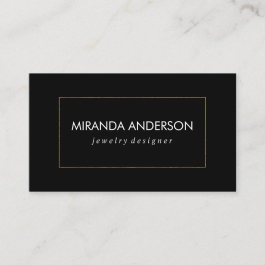 Elegant Faux Golden Border Black White Visitekaartje (Voorkant)