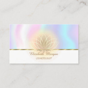 Elegant Faux GoldStripe, Lotus,Holographic Visitekaartje