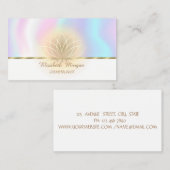 Elegant Faux GoldStripe, Lotus,Holographic Visitekaartje (Voorkant / Achterkant)