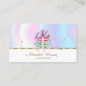 Elegant Faux GoldStripe, Macarons Visitekaartje (Voorkant)