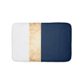 elegant faux goud, blauw van de marine, witte stre badmat (Voorkant)