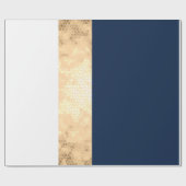 elegant faux goud, blauw van de marine, witte stre cadeaupapier (Vlak)