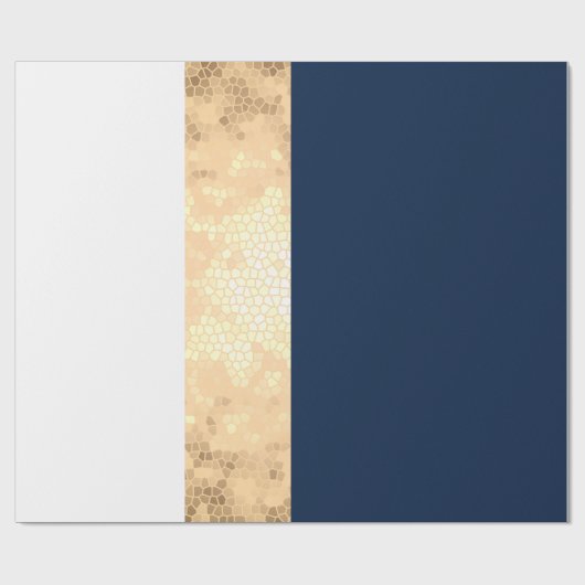 elegant faux goud, blauw van de marine, witte stre cadeaupapier (Vlak)