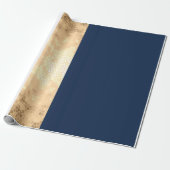 elegant faux goud, blauw van de marine, witte stre cadeaupapier (Uitgerold)