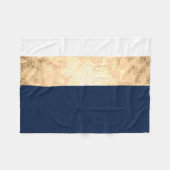 elegant faux goud, blauw van de marine, witte stre fleece deken (Voorkant (Horizontaal))