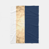 elegant faux goud, blauw van de marine, witte stre fleece deken (Voorkant)