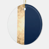 elegant faux goud, blauw van de marine, witte stre keramisch ornament (Links)