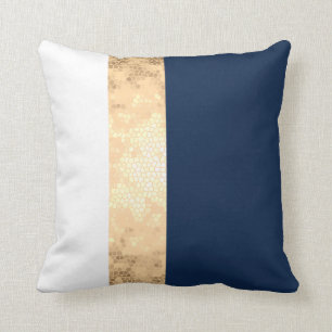 elegant faux goud, blauw van de marine, witte stre kussen