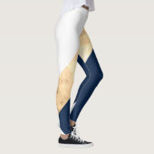 elegant faux goud, blauw van de marine, witte stre leggings (Rechts)