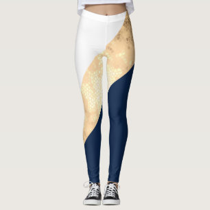 elegant faux goud, blauw van de marine, witte stre leggings