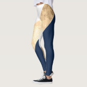 elegant faux goud, blauw van de marine, witte stre leggings (Links)