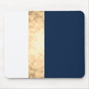 elegant faux goud, blauw van de marine, witte stre muismat