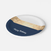 elegant faux goud, blauw van de marine, witte stre papieren bordje (Gekanteld)