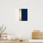 elegant faux goud, blauw van de marine, witte stre poster (Keuken)