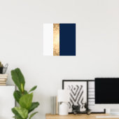 elegant faux goud, blauw van de marine, witte stre poster (Thuiskantoor)