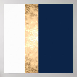 elegant faux goud, blauw van de marine, witte stre poster
