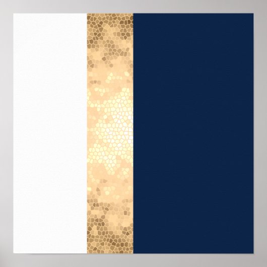elegant faux goud, blauw van de marine, witte stre poster (Voorkant)