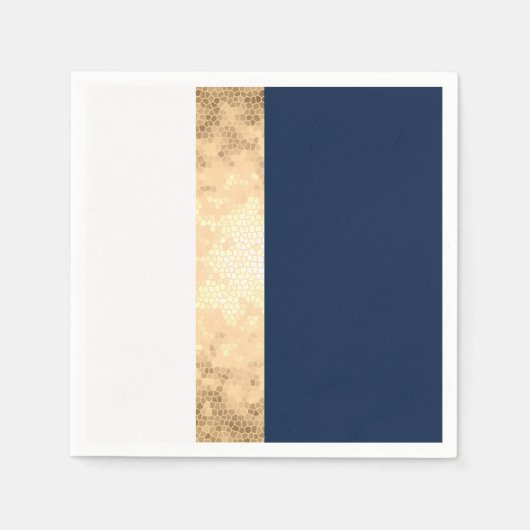 elegant faux goud, blauw van de marine, witte stre servet (Voorkant)