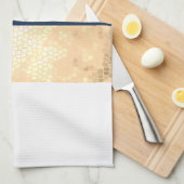 elegant faux goud, blauw van de marine, witte stre theedoek (Quarter Fold)