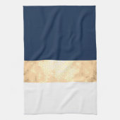 elegant faux goud, blauw van de marine, witte stre theedoek (Verticaal)