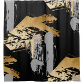 elegant faux goud en grijze borstels douchegordijn (Voorkant)