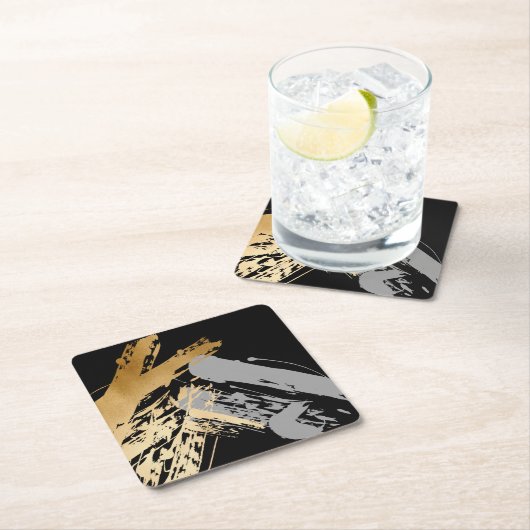 elegant faux goud en grijze borstels kartonnen onderzetters (Insitu)