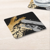 elegant faux goud en grijze borstels kartonnen onderzetters (Schuin)