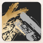 elegant faux goud en grijze borstels kartonnen onderzetters (Voorkant)