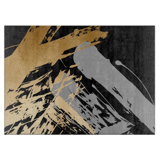 elegant faux goud en grijze borstels snijplank (Voorkant)