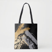 elegant faux goud en grijze borstels tote bag (Voorkant)