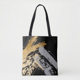 elegant faux goud en grijze borstels tote bag