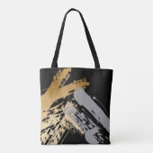 elegant faux goud en grijze borstels tote bag (Achterkant)