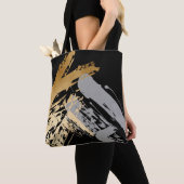 elegant faux goud en grijze borstels tote bag (Dichtbij)