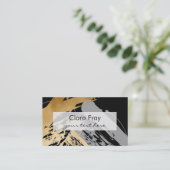 elegant faux goud en grijze borstels visitekaartje (Staand voorkant)