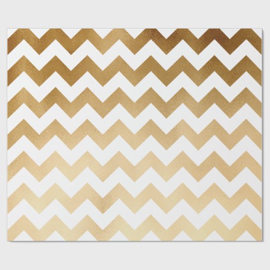 elegant faux goud en wit chevron patroon cadeaupapier (Vlak)