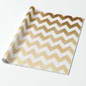 elegant faux goud en wit chevron patroon cadeaupapier (Uitgerold)