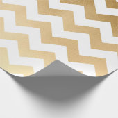 elegant faux goud en wit chevron patroon cadeaupapier (Hoek)