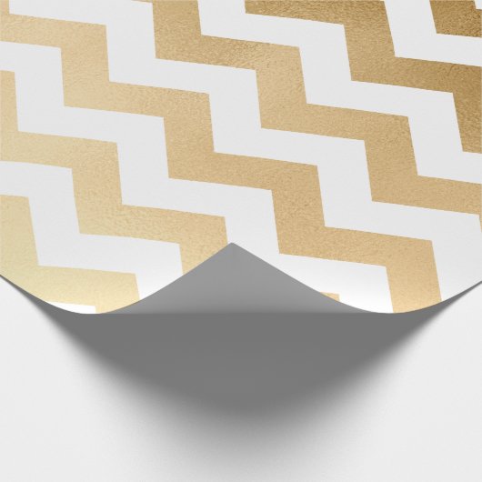 elegant faux goud en wit chevron patroon cadeaupapier (Hoek)