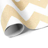 elegant faux goud en wit chevron patroon cadeaupapier (Rol Hoek)