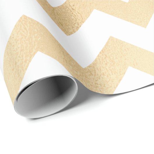 elegant faux goud en wit chevron patroon cadeaupapier (Rol Hoek)