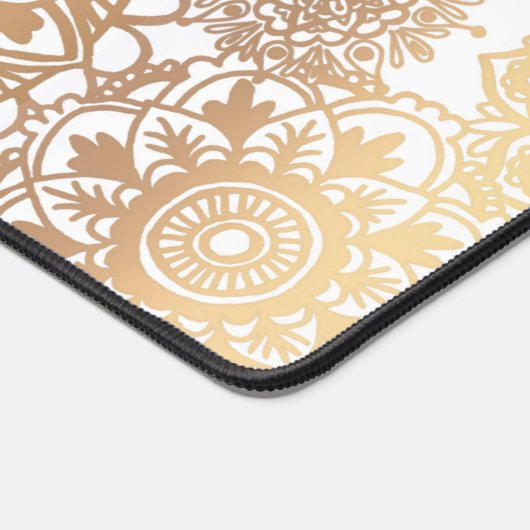 Elegant Faux Goud en Wit Mandala Patroon Bureaumat (Hoek)