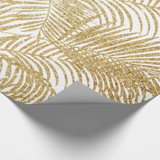 Elegant faux goud glitter tropische planten patroo cadeaupapier (Hoek)