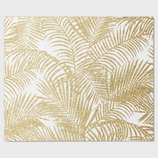 Elegant faux goud glitter tropische planten patroo cadeaupapier (Vlak)