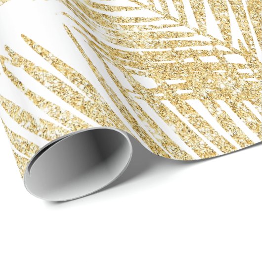 Elegant faux goud glitter tropische planten patroo cadeaupapier (Rol Hoek)