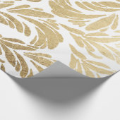 Elegant faux goud modern floral damask patroon cadeaupapier (Hoek)