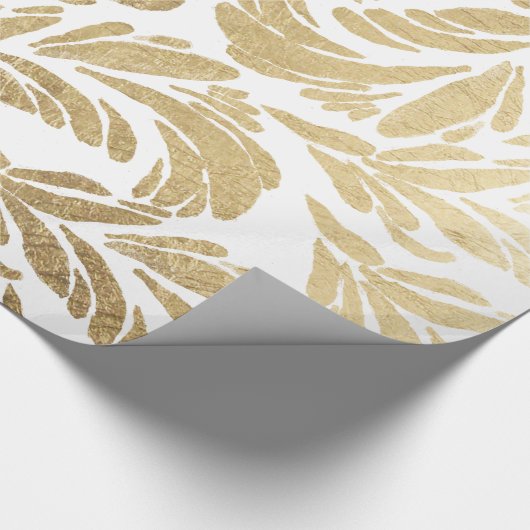 Elegant faux goud modern floral damask patroon cadeaupapier (Hoek)