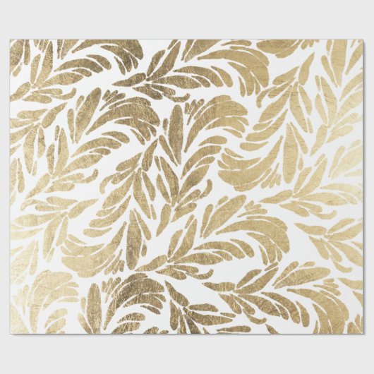 Elegant faux goud modern floral damask patroon cadeaupapier (Vlak)
