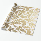 Elegant faux goud modern floral damask patroon cadeaupapier (Uitgerold)