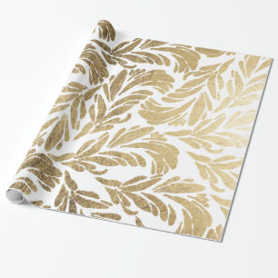 Elegant faux goud modern floral damask patroon cadeaupapier